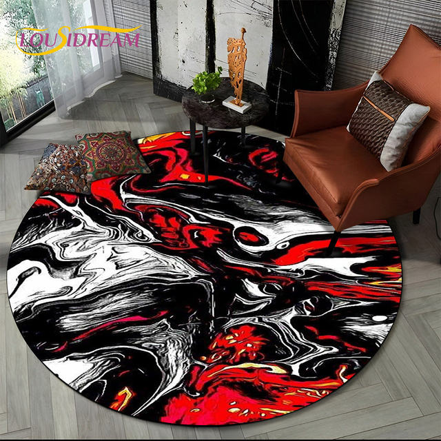 3D Volcano Lava Magma Area Rug,Round Carpet Rug for Living 