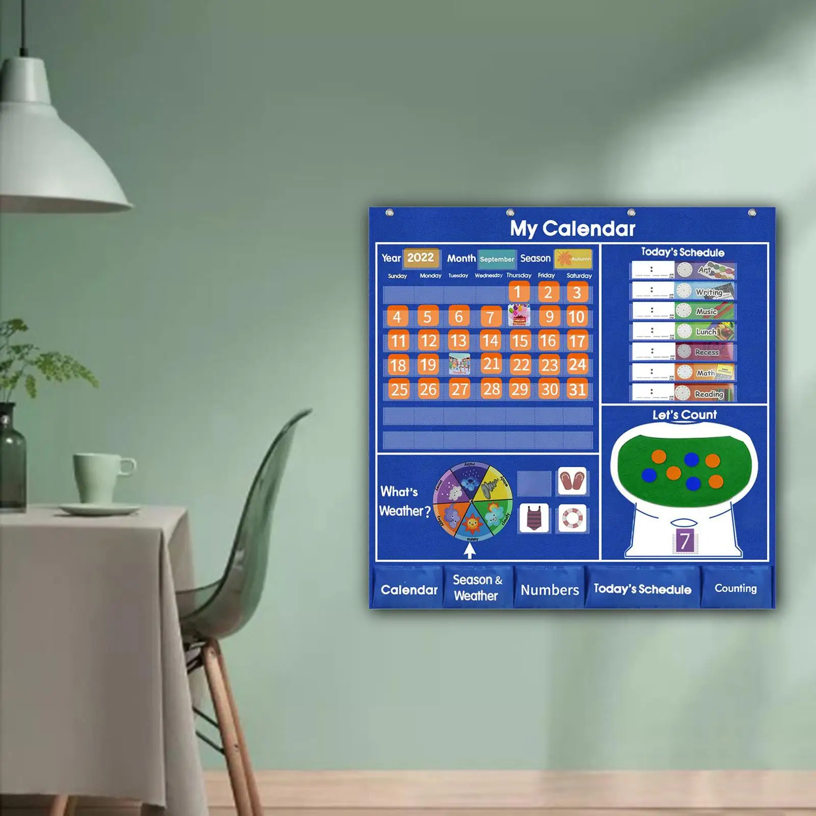 Learning Calendar & Weather Pocket Chart Homeschool Supplies for Preschool