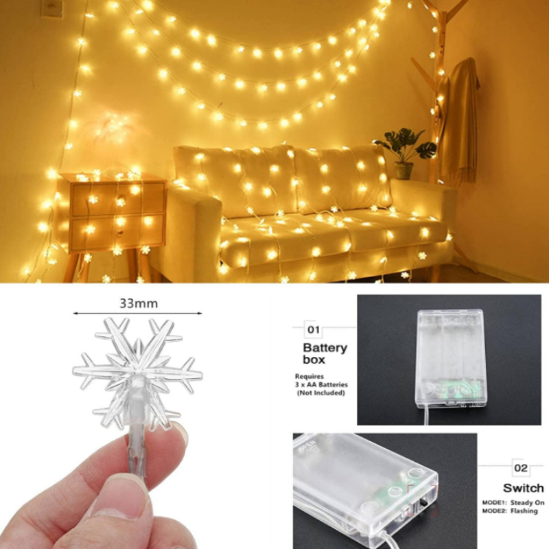 Snowflake LED Lights Christmas Decoration Home Xmas Tree Hanging Garland Christmas Ornaments 2023 New Year Gift 2024