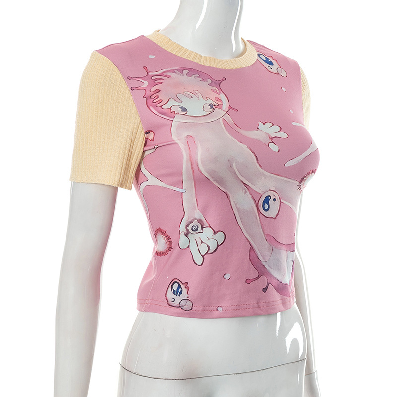 Harajuku rosa, Camiseta Kinny, Bodycon, casual, camiseta básica fina, 2023 moda, 2023