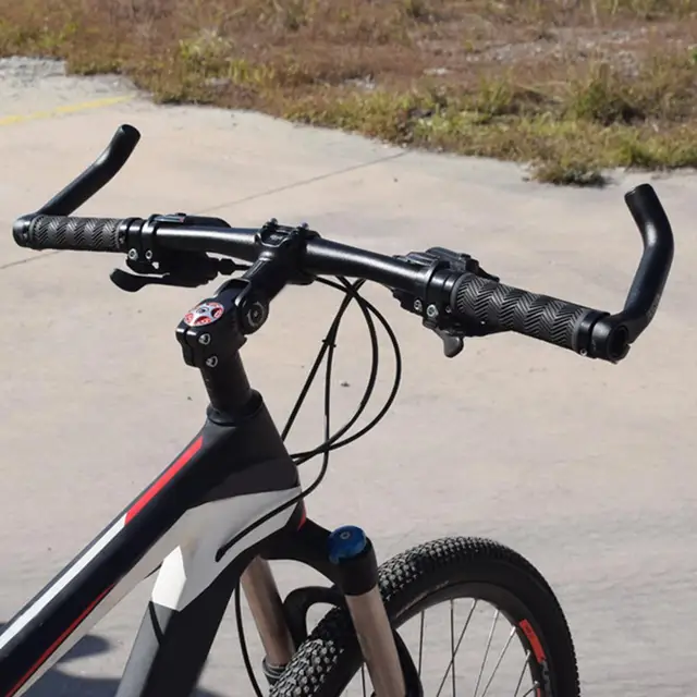 1 par de extremos de barra en forma de cuerno de buey para bicicleta de  montaña, manillar de goma para carretera - AliExpress