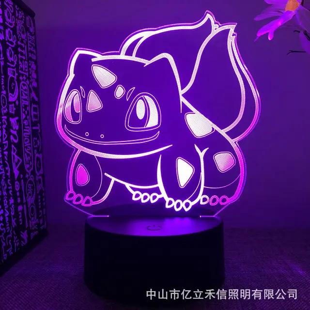 Pokemon Anime Pikachu Charmander acrilico 3D lampada camera da letto Decor  luce notturna regalo di compleanno Gengar Pokemon Led Night Light