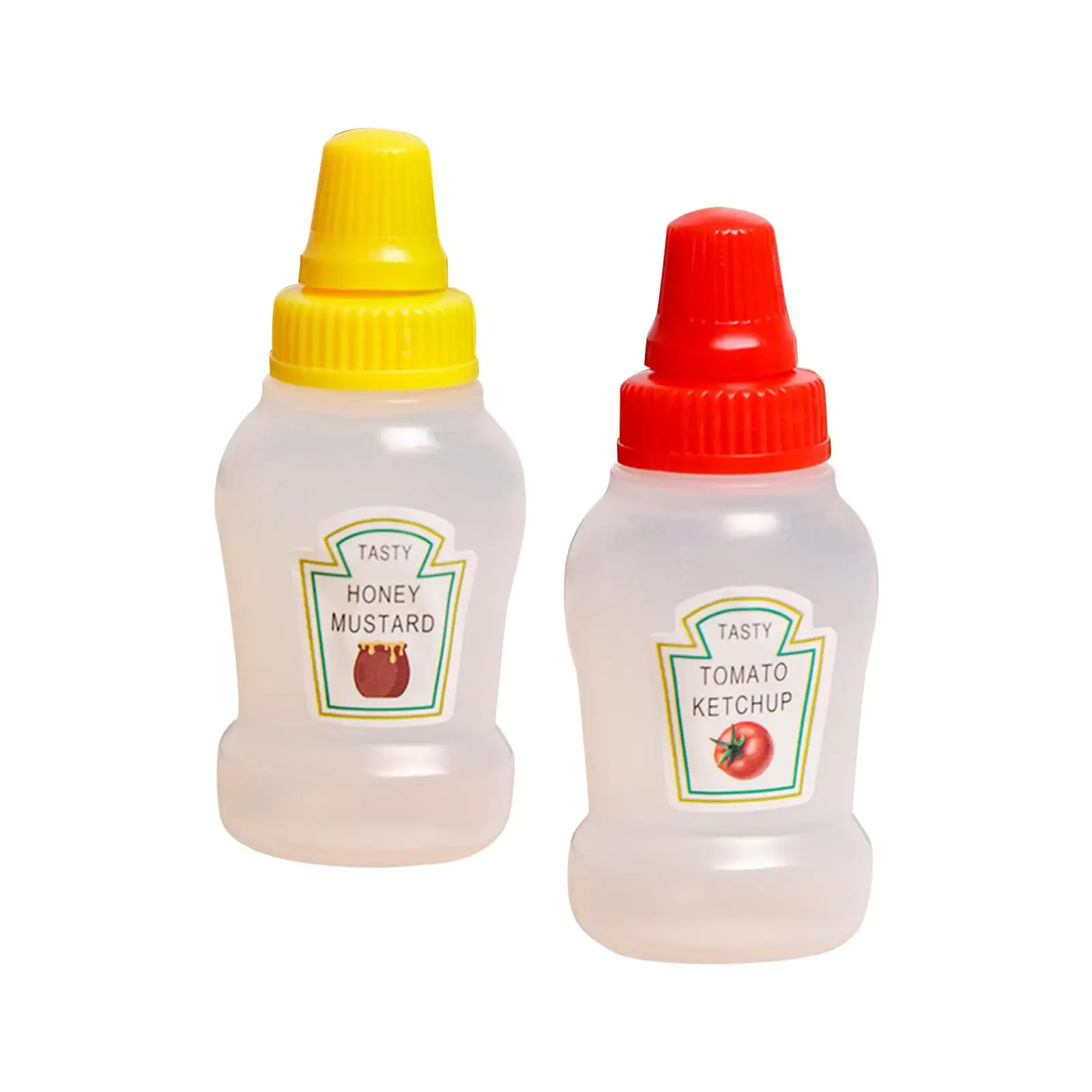 Mini Ketchup Bottles Empty with Cap 25ml Sauce Salad Bottle Containers Bottle for Outdoor BBQ Restaurant Gadgets