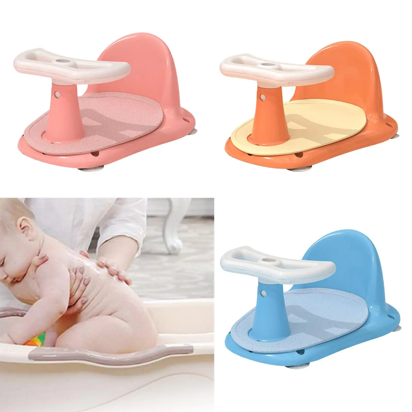 Cute Bath Seat Steering Wheel Design Suction Bathtub Chair Bath Seat Support for Kids Baby