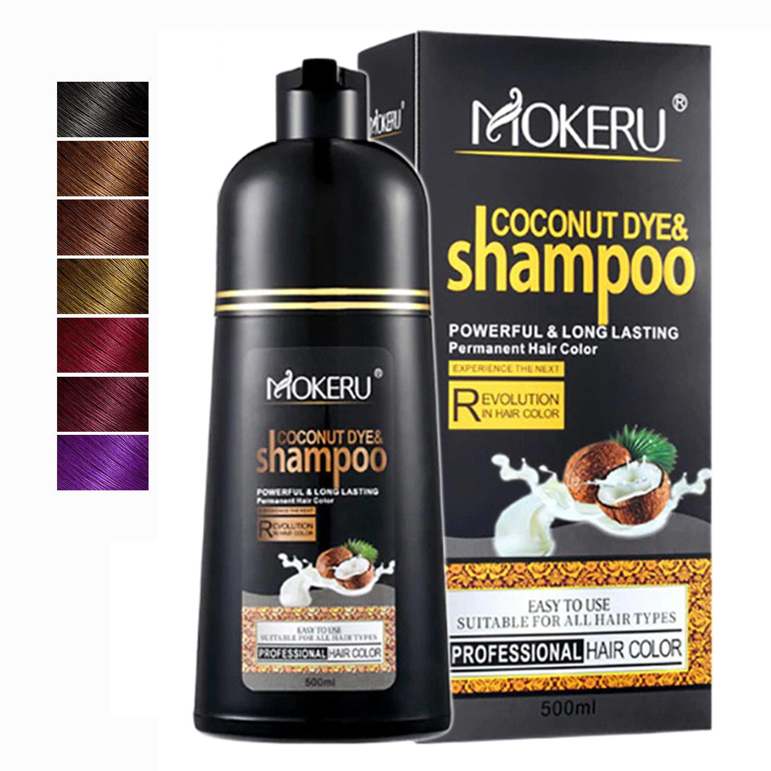 Best of Mokeru 500ml Natural Organic Coconut Oil Essence Black Hair Dye Shampoo Covering Gray Hair Permanent Hair Coloring Dye Shampoo Reviews & Tips