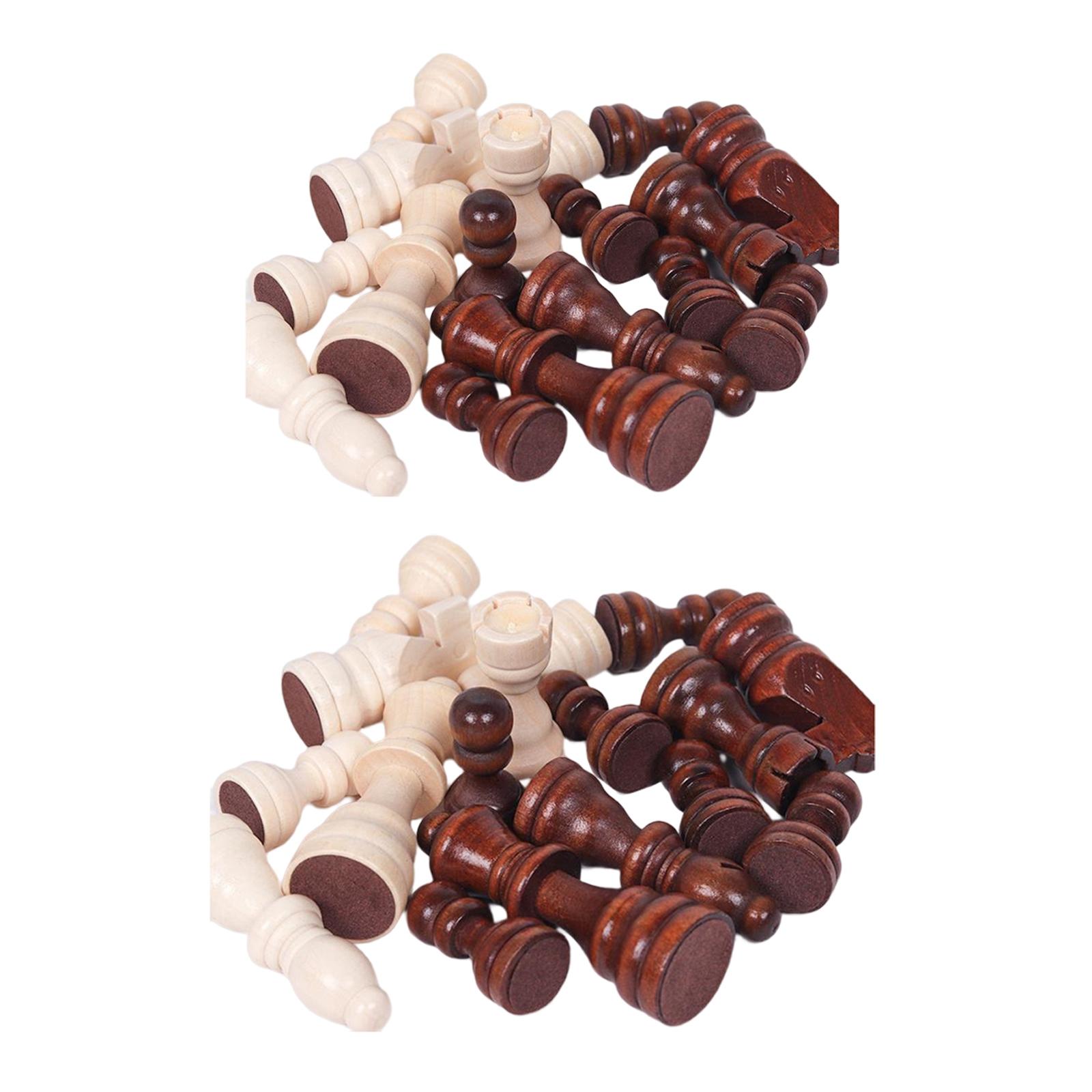 Wooden Chess Pieces Set 32 Pieces Develop Intelligence Puzzle Game Accessories Exquisite Workmanship