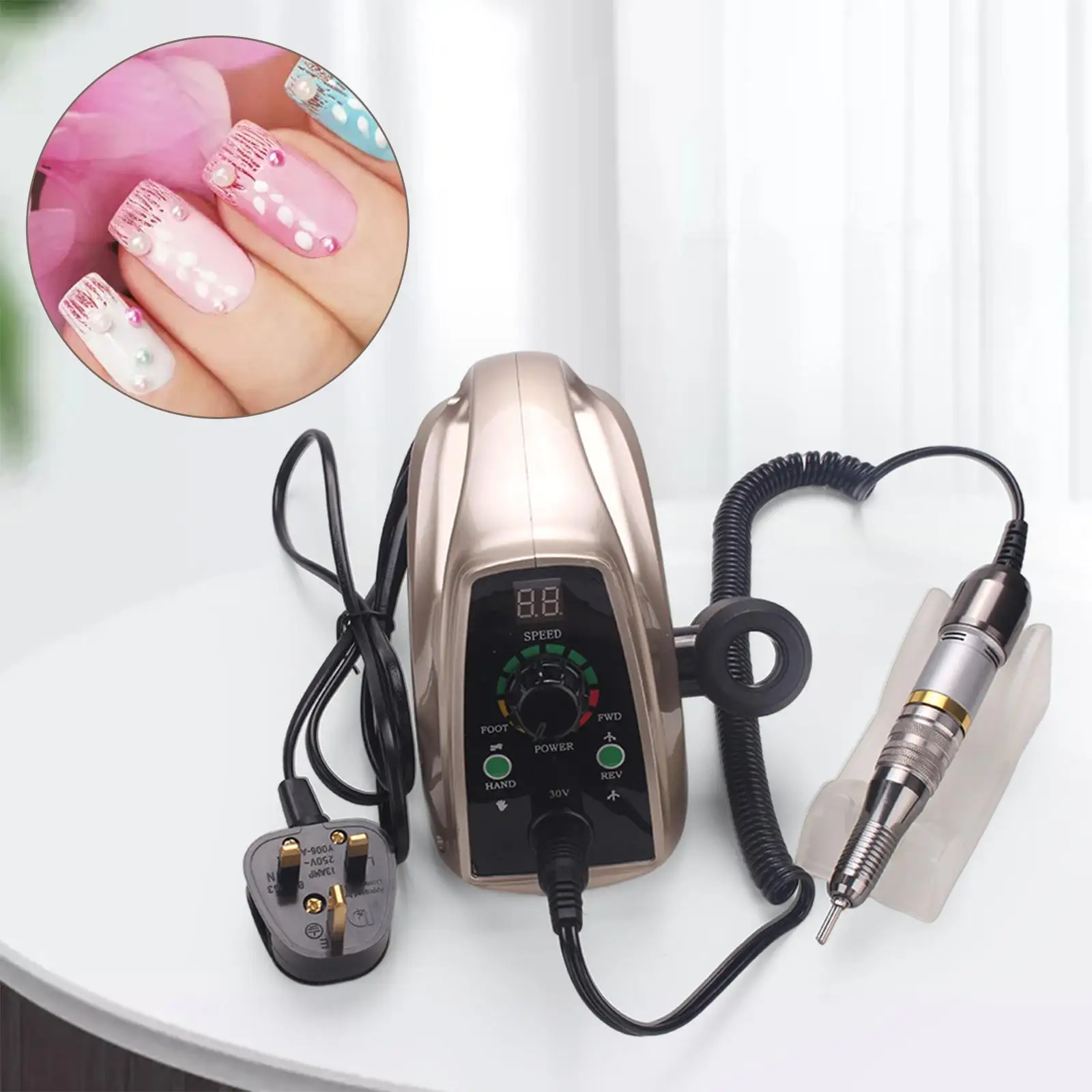 Professional Electric Nail Drill Machine 35000 RPM for Shaping Polisher Acrylic Nails UK