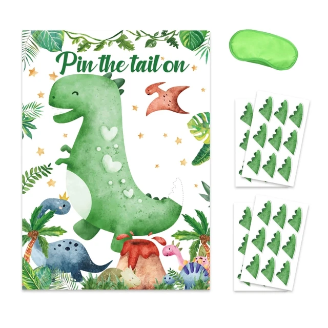 Pin The Tail On The Dinosaur Game With Tail Stickers For Birthday
