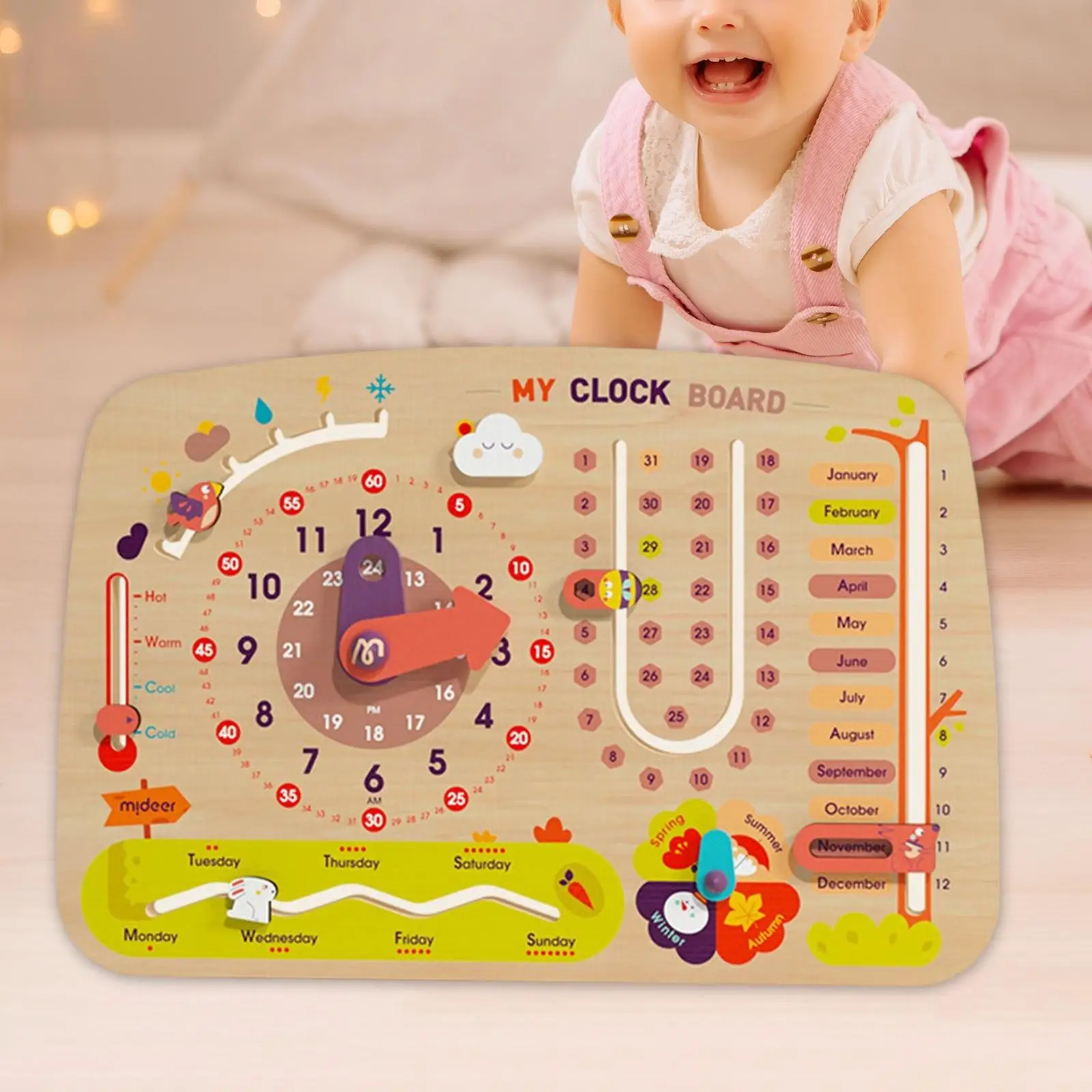 Kids Calendar Learning to Tell Time Teaching Clock Early Learning Toys Daily Calendar for Children Toddlers Kids Boys Girls