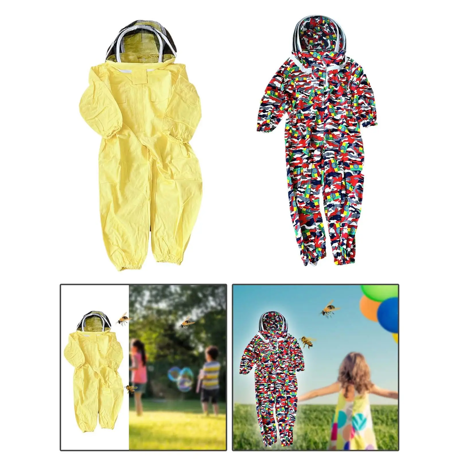 Kids Beekeeper Suit Beekeeping Protective Suit Anti Bee Comfortable with Ventilated Fencing Veil Hood Cotton for Children Girls
