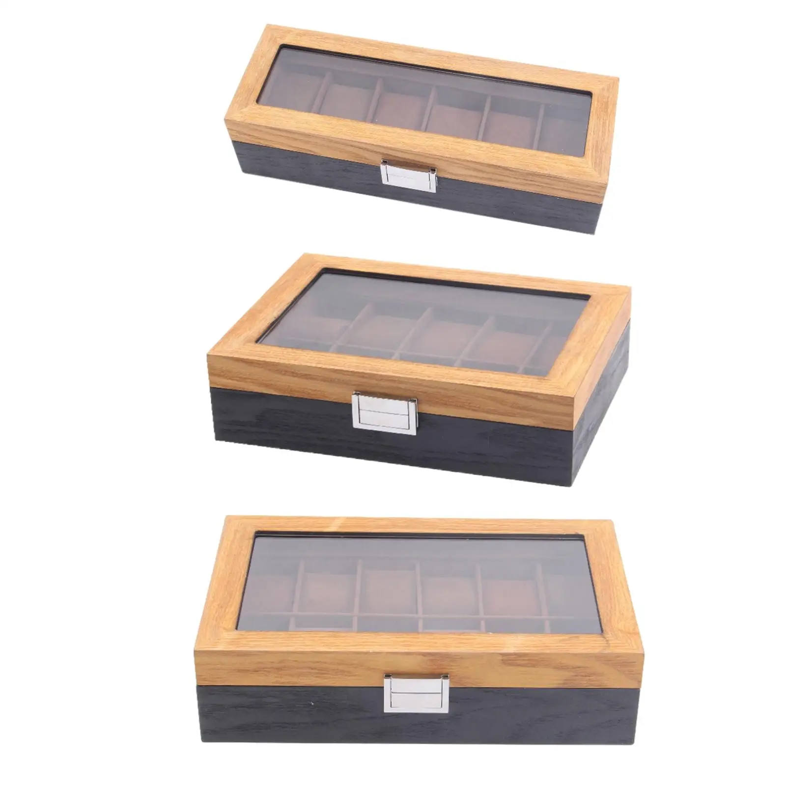 Watch Box Display Case Velvet Lining Jewelry Storage Organizer for W/Clear Top Exquisite Gift