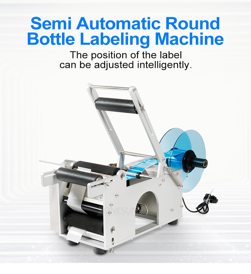 ZONEUN LT-50 Semi-Automatic Sticker Round Bottle Labeler Tube Can Labeling Machine Customized Labeling For Spray bottle