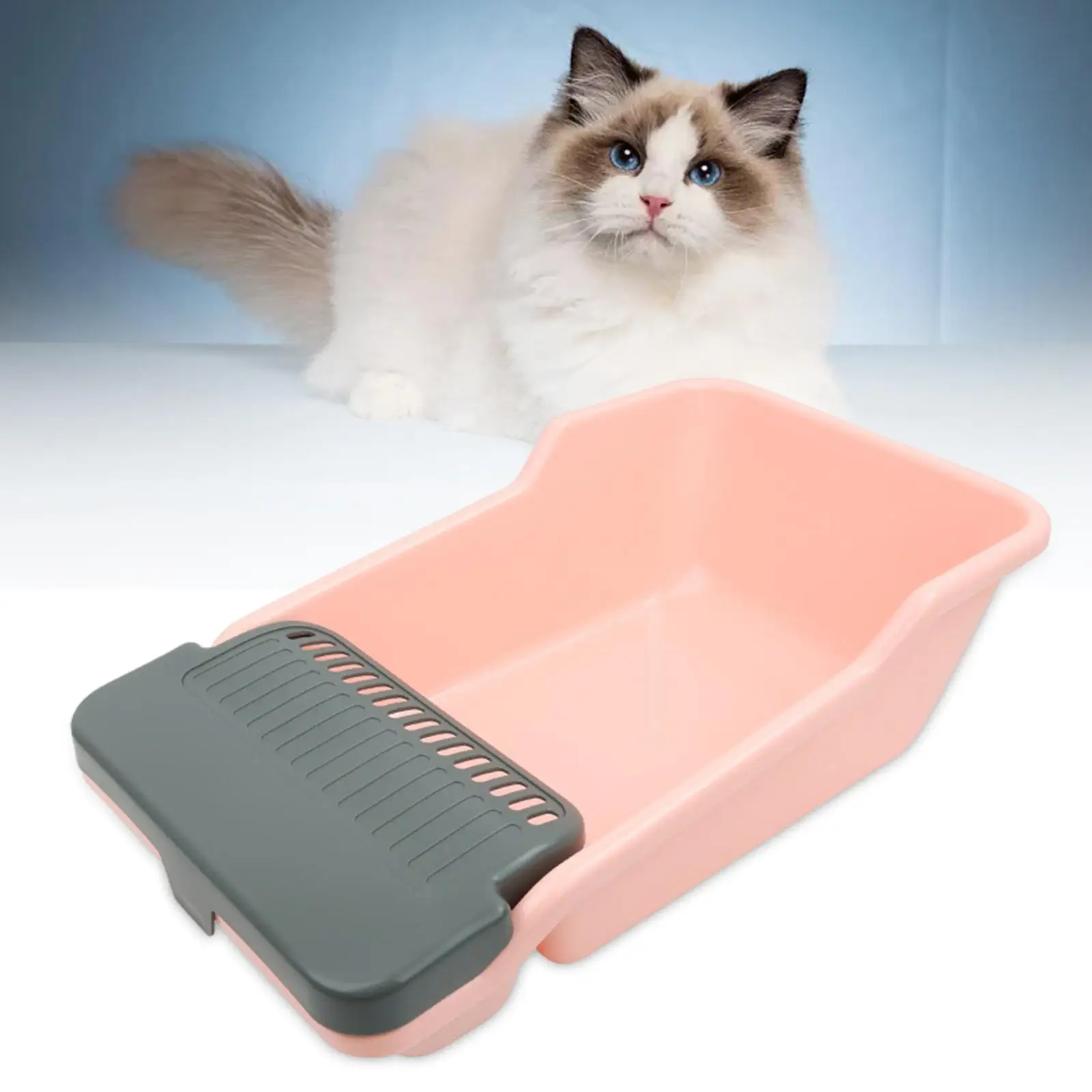 Cat Litter Box High Capacity Kitten Toilet Heighten Open Top Pet Litter Tray