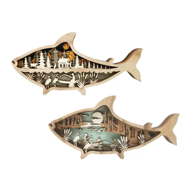 Animais marinhos de madeira decoração esculturas tema marítimo diy