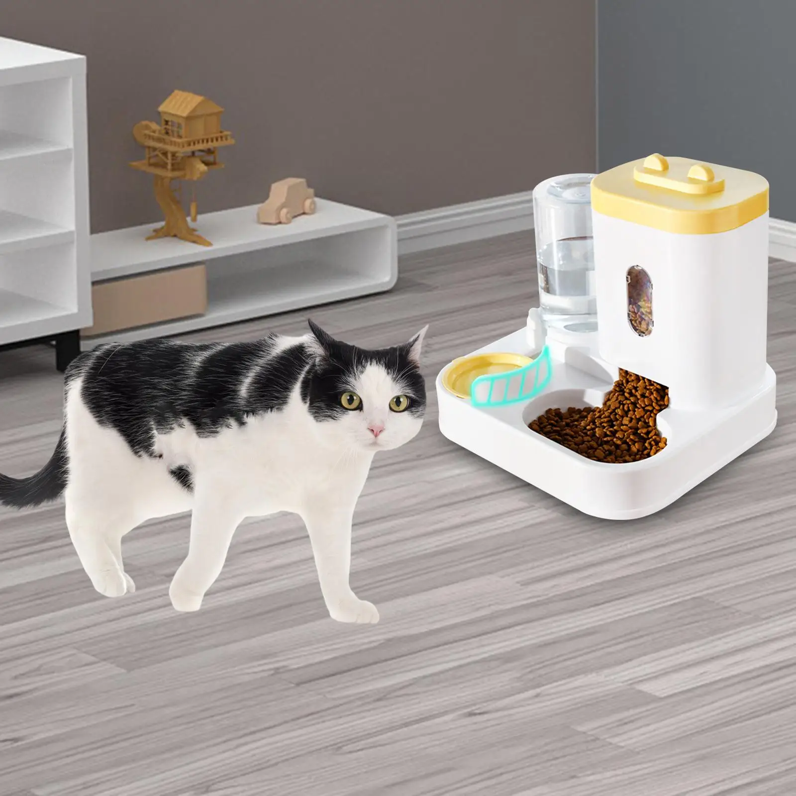 Cat Feeder and Water Water Drinking Bowl Feeding and Drinking Easily Clean Cat Water Dispenser and Food Bowl Set for Cats Dogs
