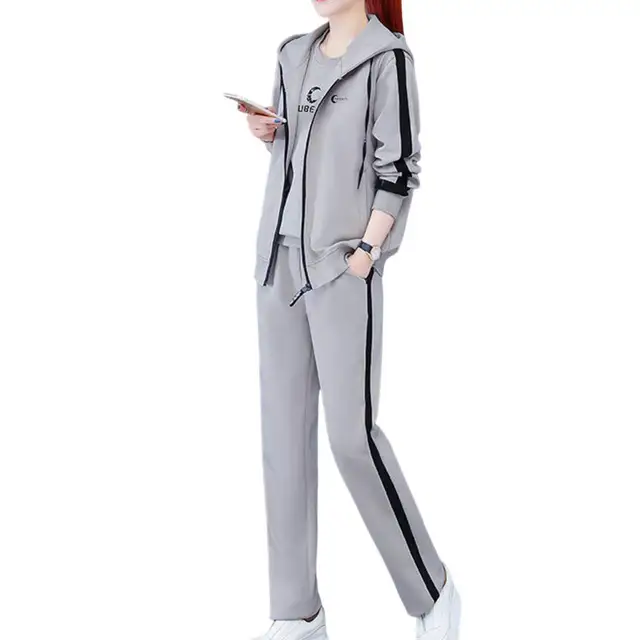 3Pcs Stylish Women Tracksuit Suit Women Sportswear Round Neck