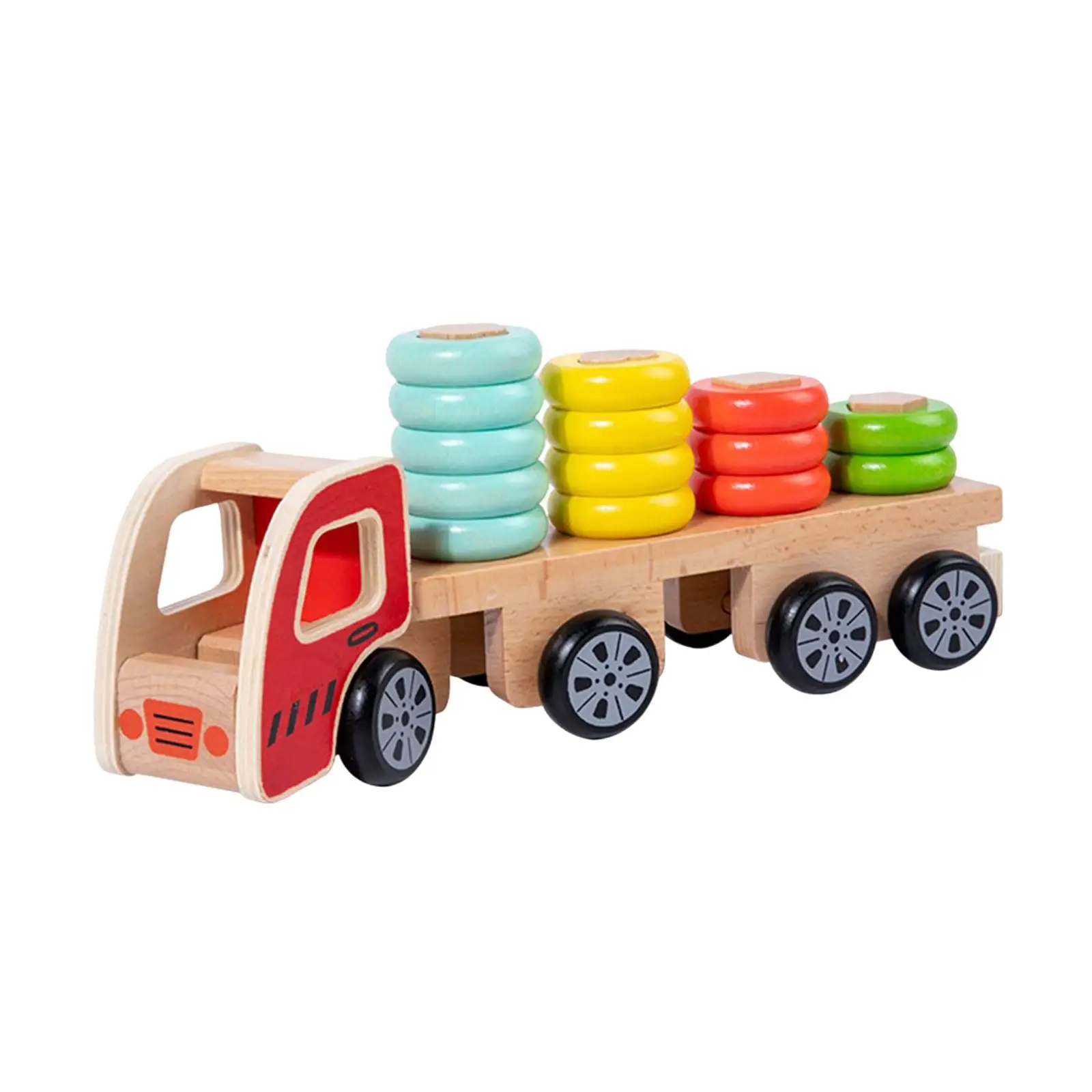 Wooden Sorting & Stacking Toys Wooden Stacking Train Shape Sorting Building Toys Pull Along Puzzle Kids for Toddlers Ages 2+