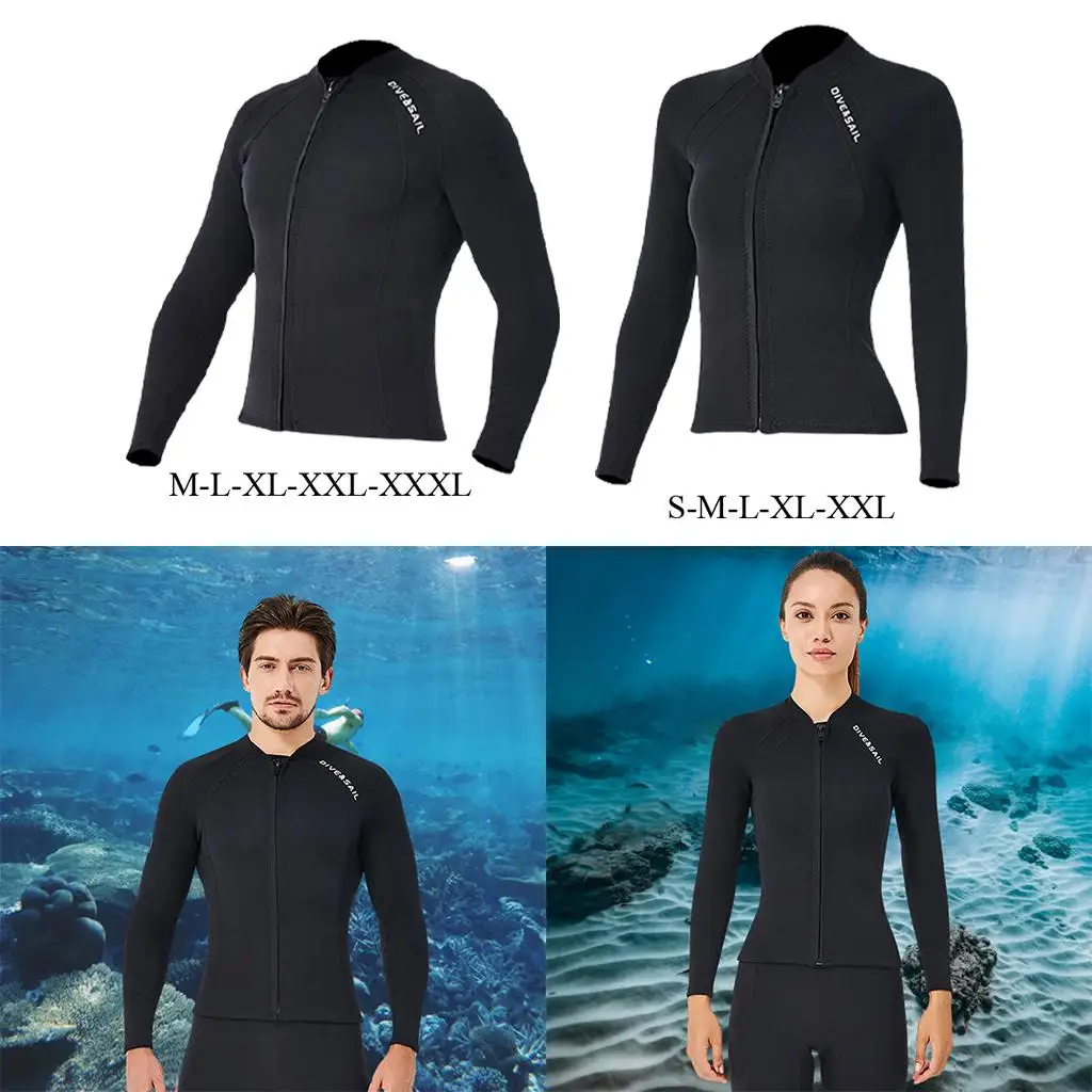 Men Women 2mm Neoprene Wetsuit Long Sleeve Jacket Keep Warm Diving Swimming Surf Scuba Wet Suits Swimsuit Water Sports