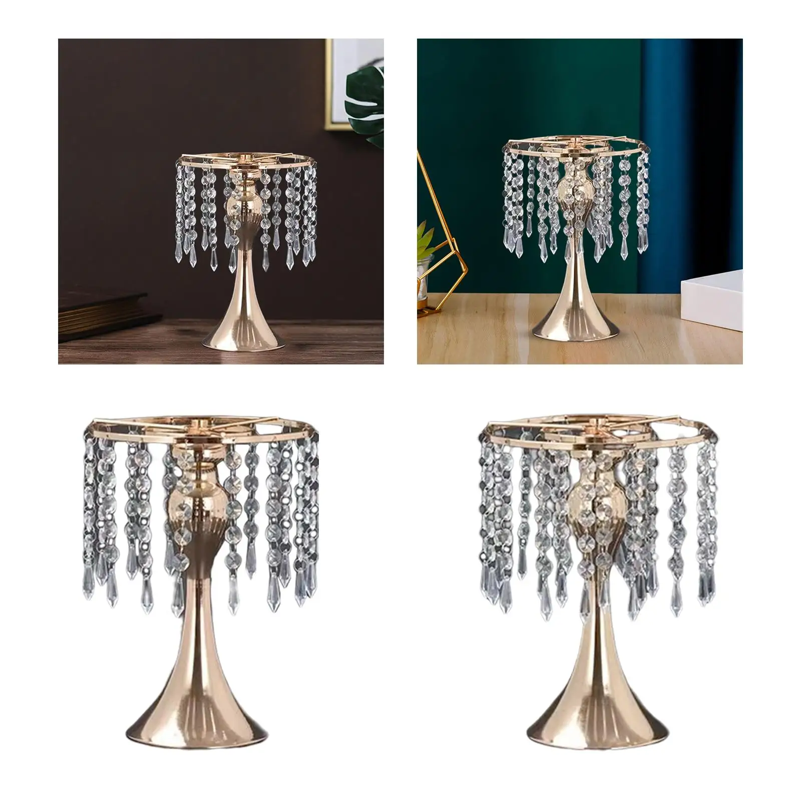 Metal Crystal Centerpiece Vases for Tables, Versatile Flower Holders,