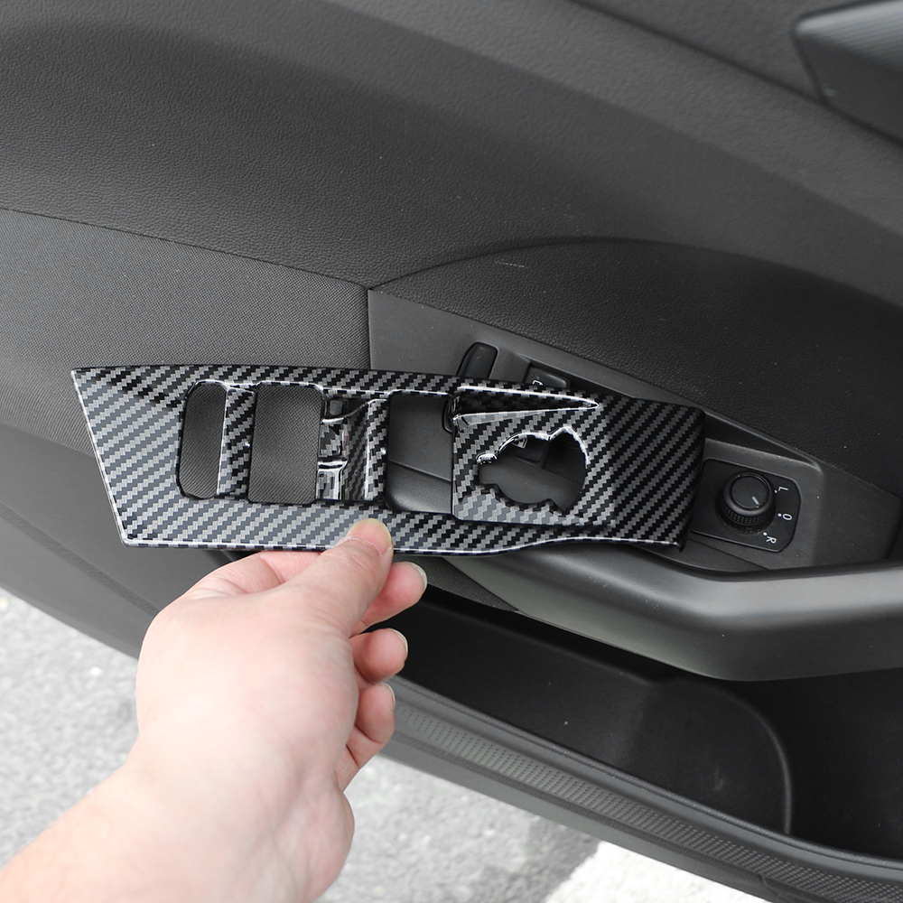 4-teiliges Set Autotür-Fensterheber-Abdeckungsaufkleber für Volkswagen VW T-Cross Tcross 2018 2019 2020 2021 2022 2023 LHD Zubehör – Detail 6