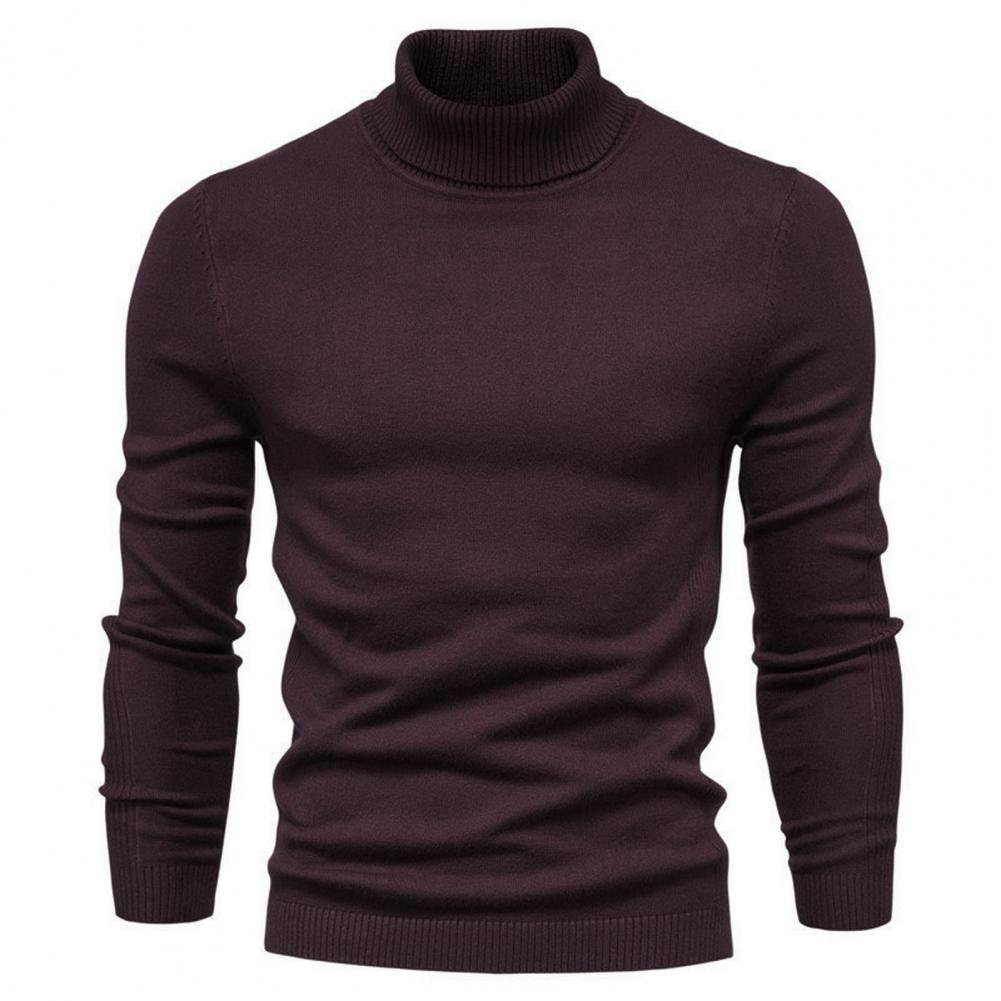 Description Picture 4 of itemWorkwear Sweater High Collar Sweater High Collar Knitted Men's Sweater Warm Soft Fall Winter Pullover with Slim Fit Solid Color