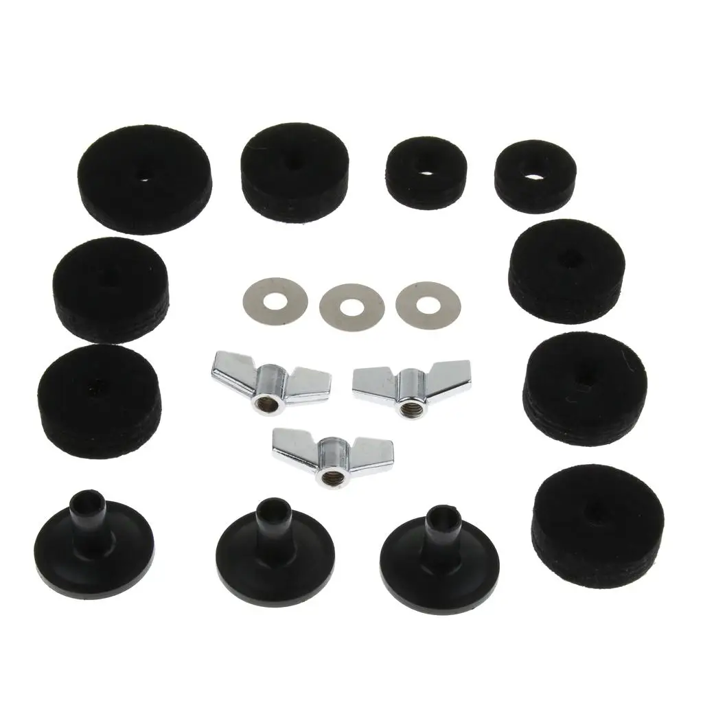 Cymbal Pads+ Cymbal Stand Nuts Percussion Replacement Parts 18 Pcs of Set