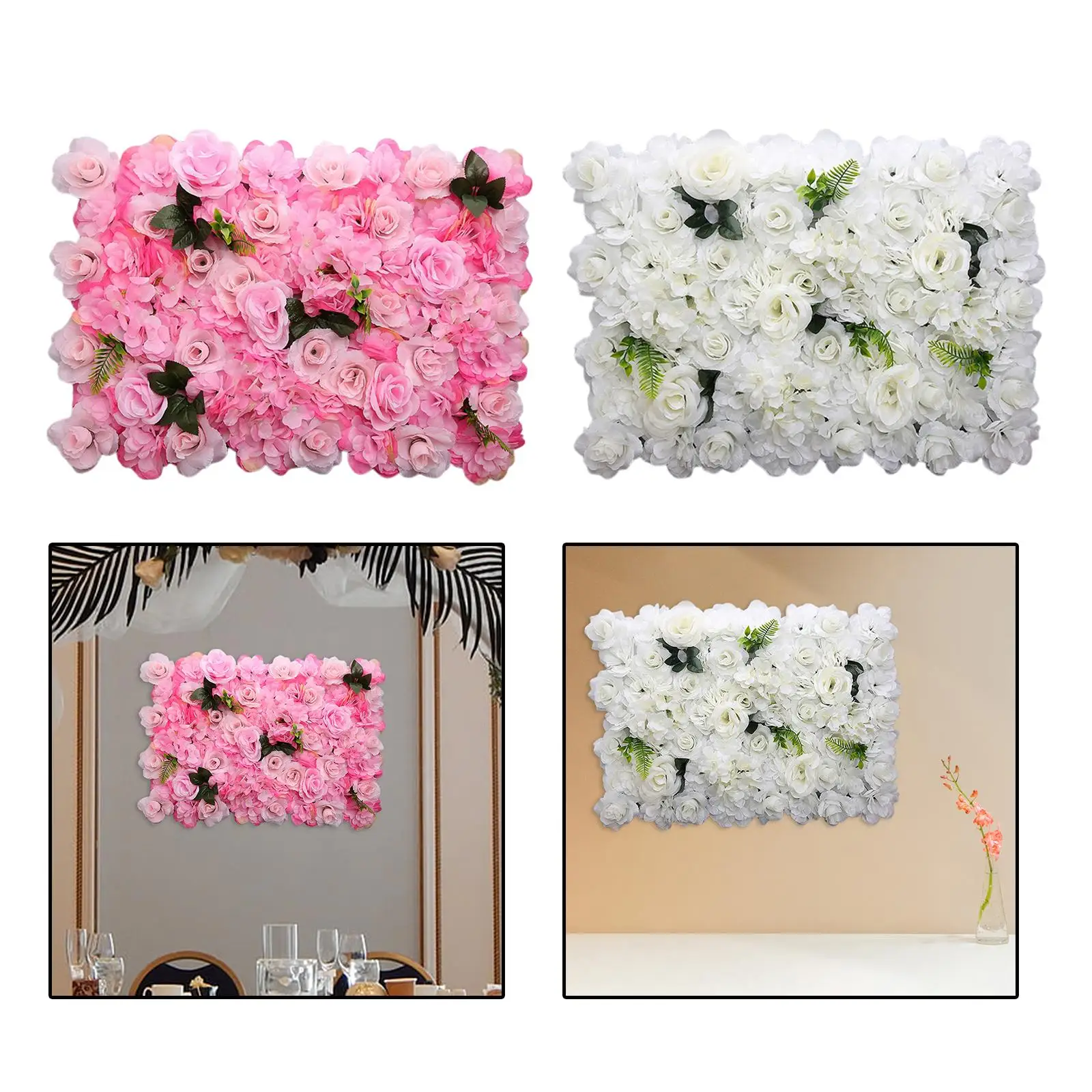 Faux Flower Panels silk ,Floral Backdrop , Wall Decor for indoor