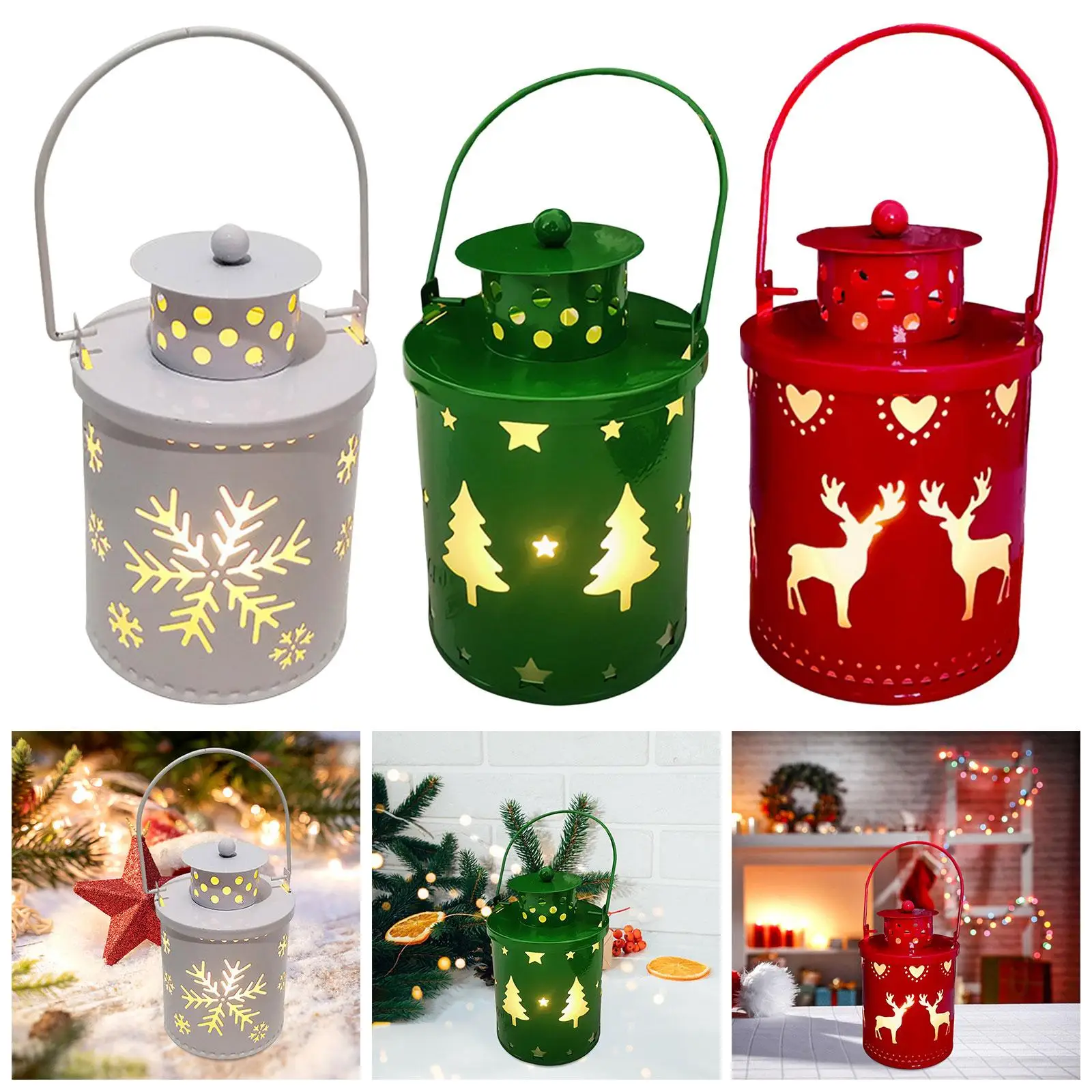 Candle Lantern Nightlight Lighting Christmas Lighted Lantern Flameless Candle Light for Holidays Xmas Festival Party Tabletop