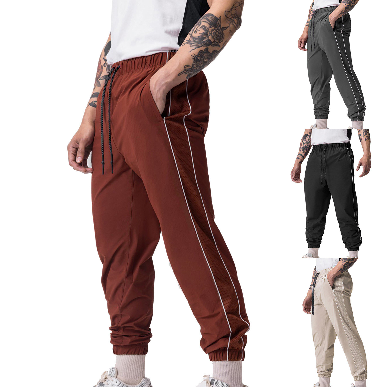 Description Picture 2 of itemMen'S Sports Pants Loose Casual Fitness Running Trousers For Men Spring Fall Elastic Waisted Sweatpants Drawstring Pocket