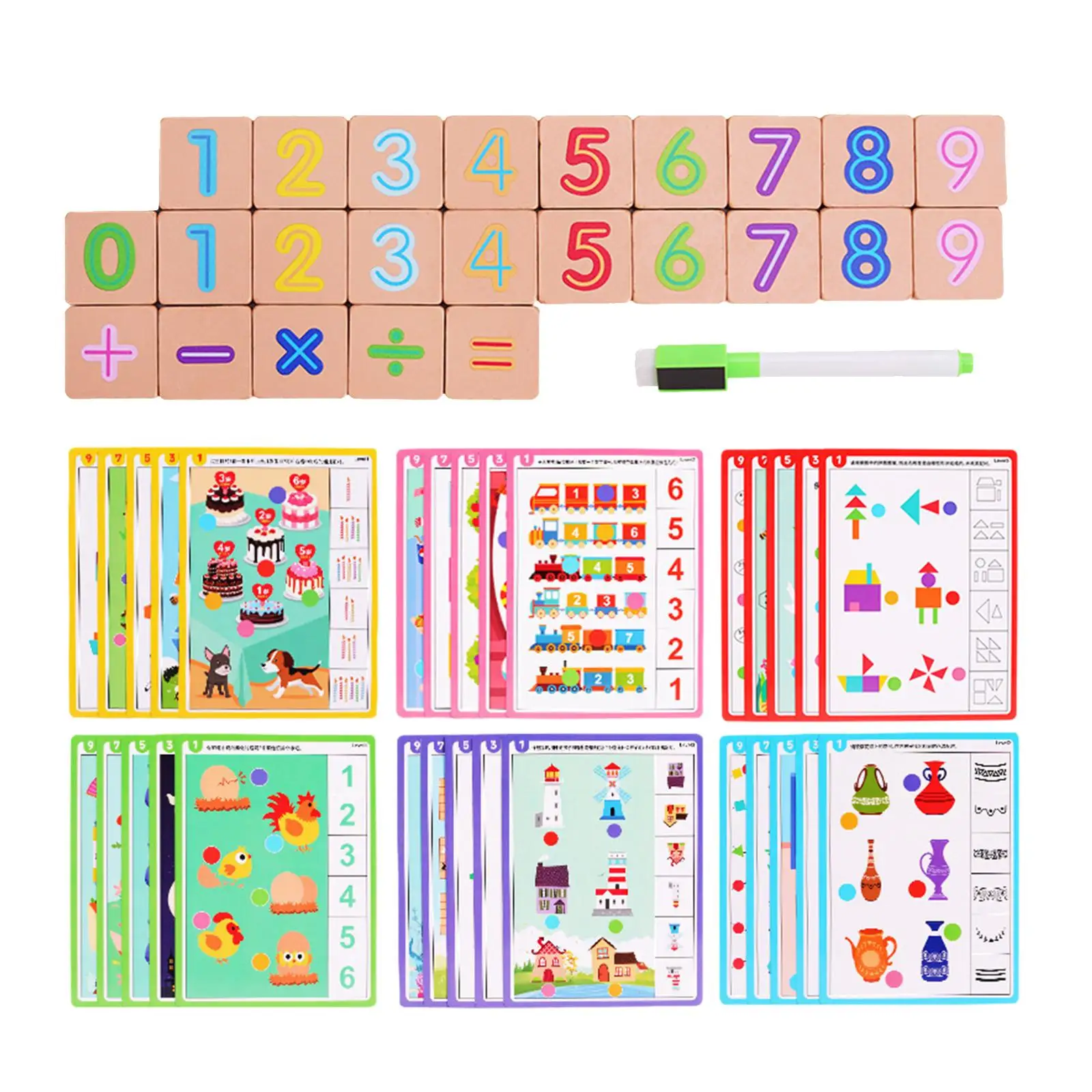 Math Counting Toy Wooden Toys Family Game, Montessori Learning Toys Slide Puzzle Kids Birthday Gifts