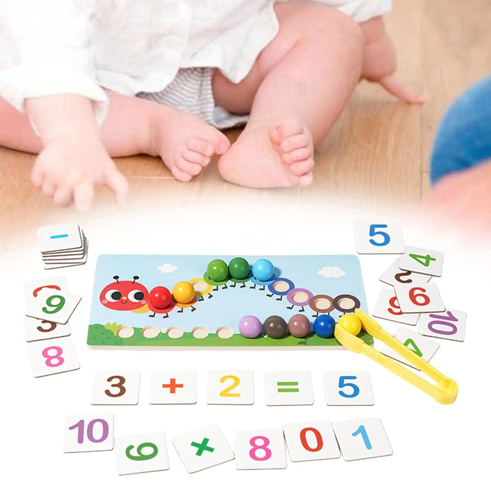 Beads Color Sorting Game Fine Motor Skills Preschool Learning Rainbow Caterpillar Beads Puzzle for Toddlers Children Kids Gifts