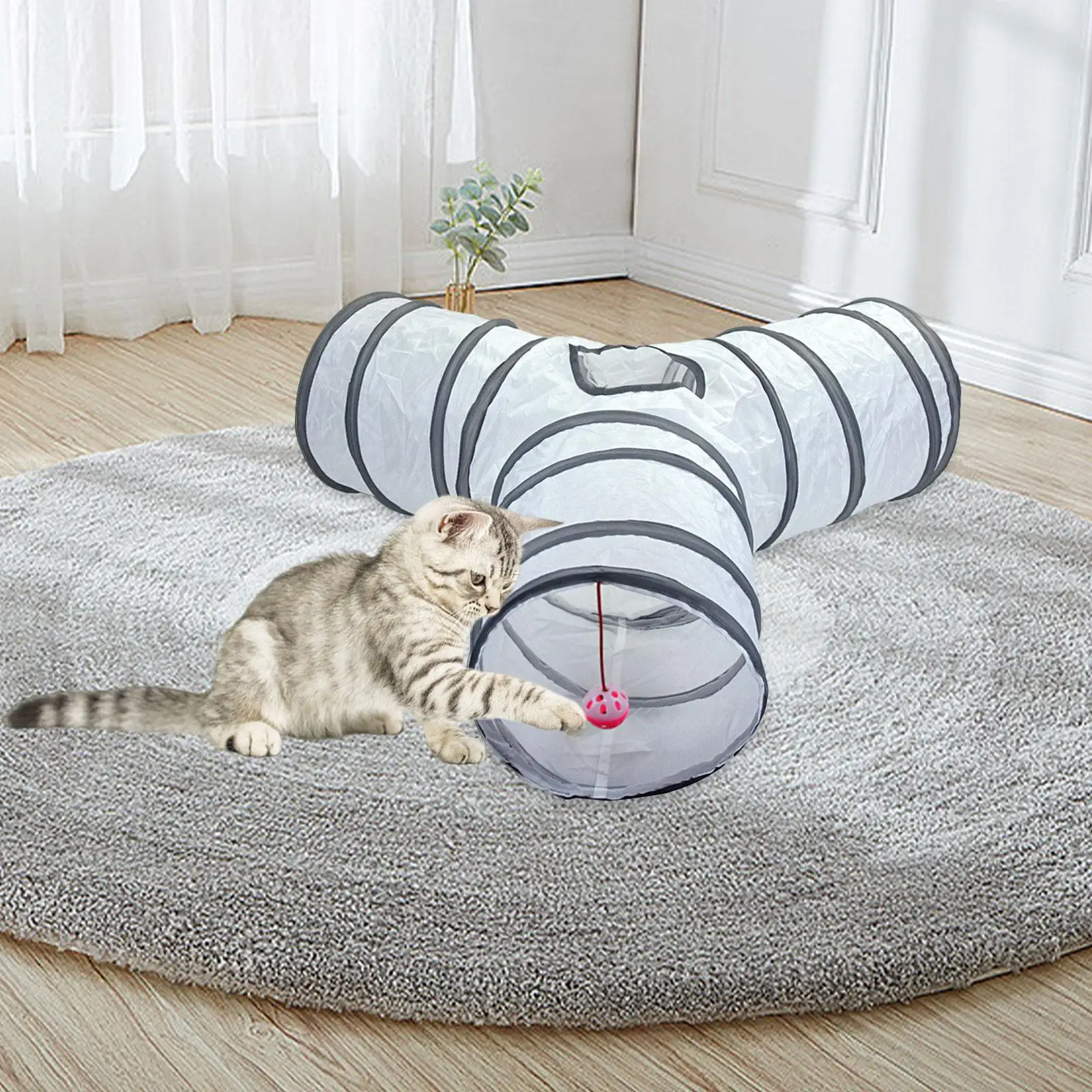 Collapsible Cat Tunnel Tube Tear Resistant Cat Toys Foldable Pets Tube for Guinea Pig Cats Ferrets Puppy Indoor Exercising