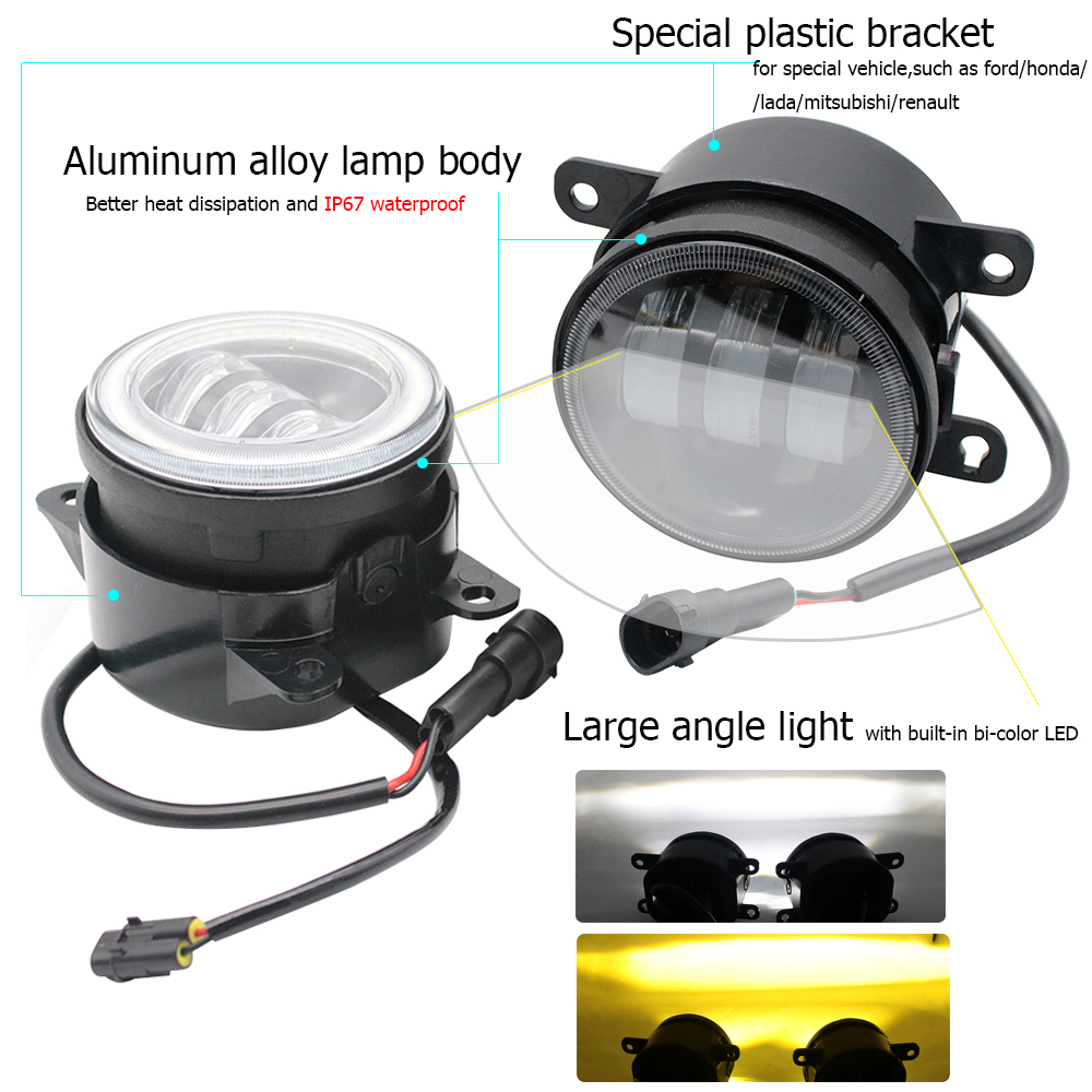 Led Angel Eyes White Red Blue DRL for Mitsubishi Delica D5 D:5 2007-2013 2014 2015 2016 2017 2018 Fog Lights White + Yellow detail image 4