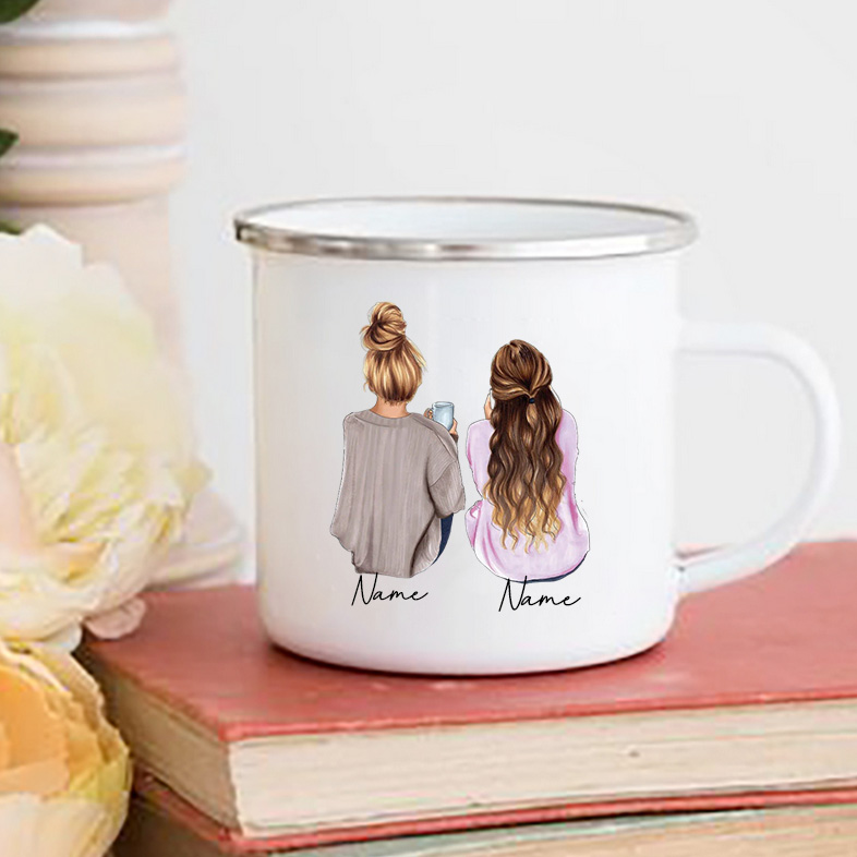 Personalised Best Friend Mug Customized Name Coffee Mugs Drink Wine Juice Tea Cups Cartoon Girls Printed Cup Gifts for Friends