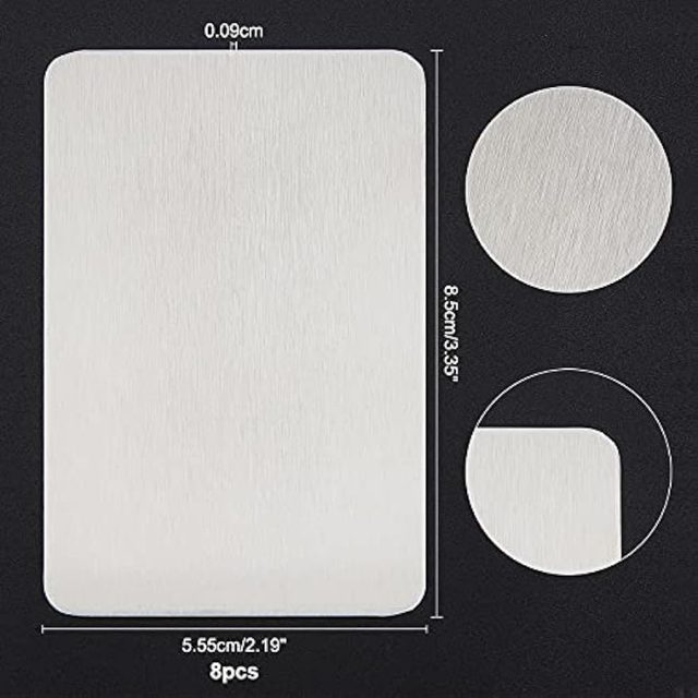 Lot De 10 Cartes De Visite En Acier Inoxydable - 8,5x5,55cm, 0,5mm D'épaisseur, Vierges Pour Gravure Laser