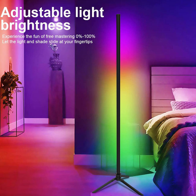 Lampada da terra ad angolo a Led con paralume in tessuto bianco nordico con  controllo intelligente Alexa moderna lampada da terra RGB per la  decorazione della camera da letto del soggiorno