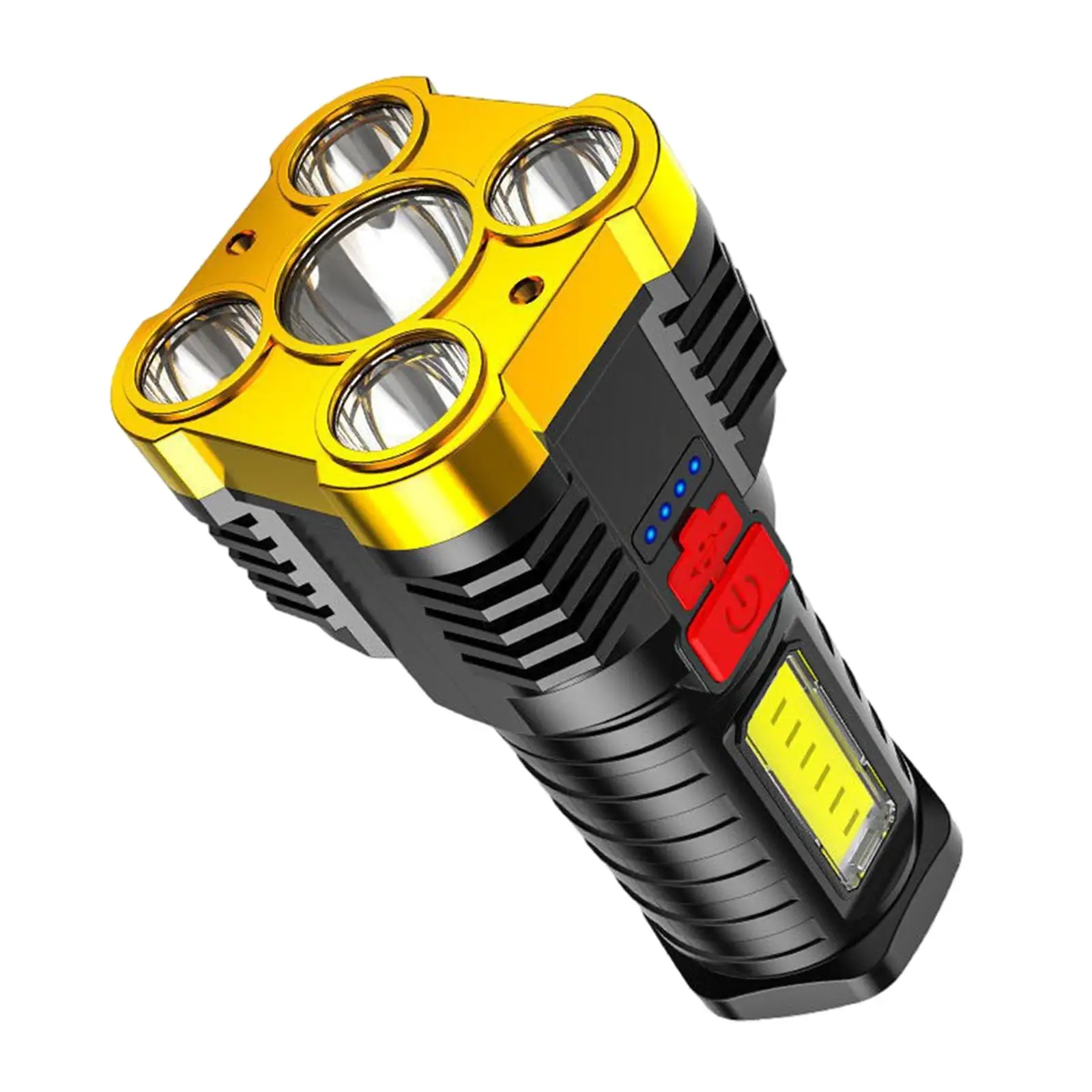 Five  Handheld Led  Flashlight Powerful Searchlight USB Rechargeable Large Capacity Battery Long Lasting Camping Light