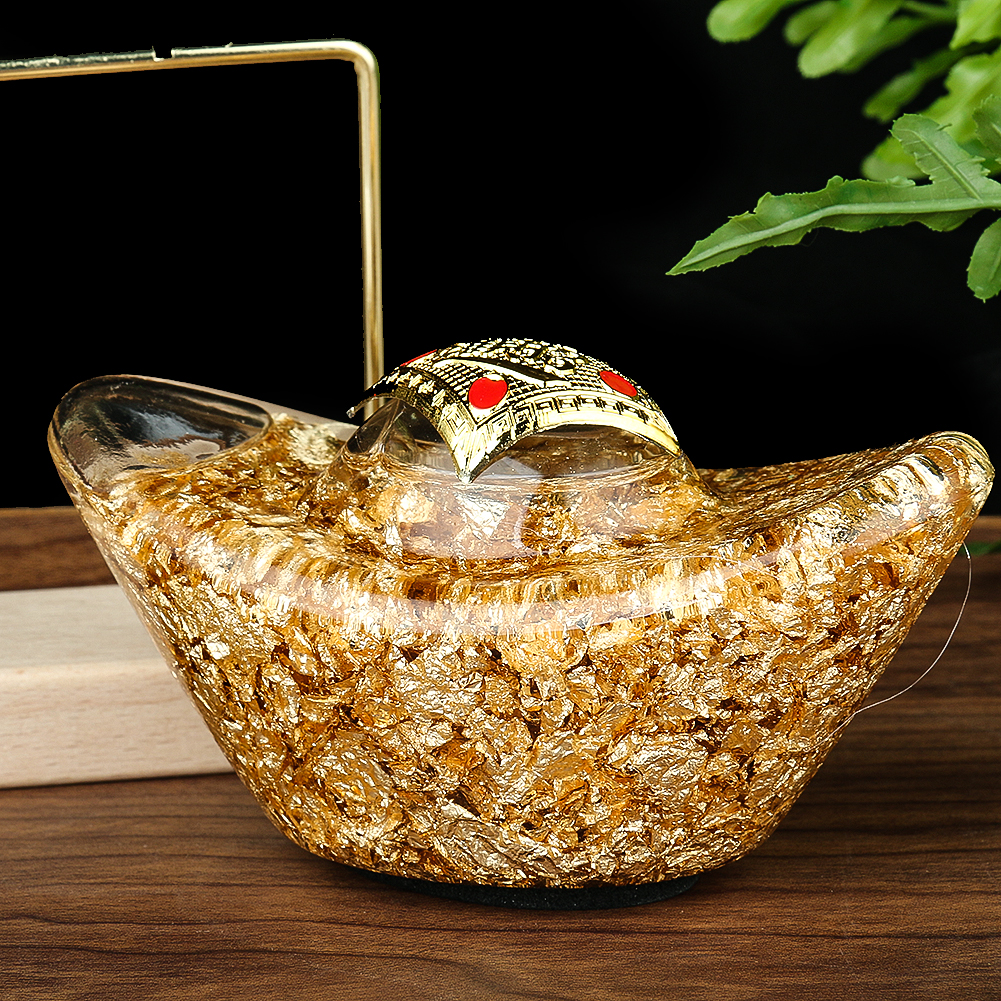 1pc Blattgold Kristall barren Charme Ornamente Schreibtisch zubehör Wohnzimmer Feng Shui Dekoration kreative chinesische Charme Geschenk Handwerk – Detail 6