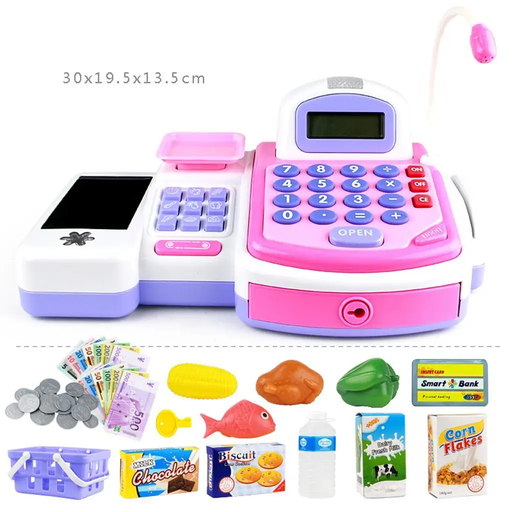  Register Supermarket (with Sound ) Basket Playset Toy , Pretend Play Set  Colorful Children Supermarket  Toy Gifts