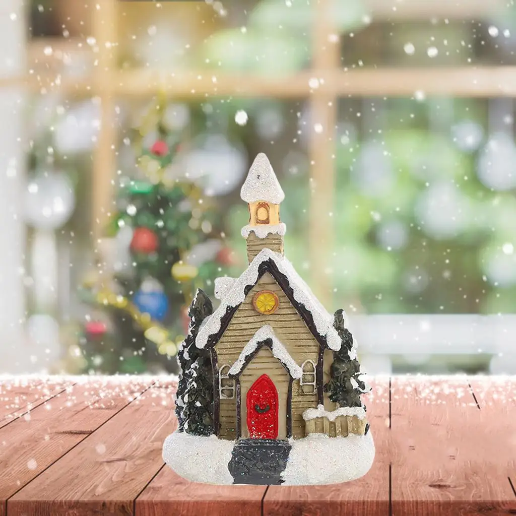 Snow Houses With Colorful Flashing LED Light Christmas Decoration for Home New Year Kids Gift Christmas Scene Village