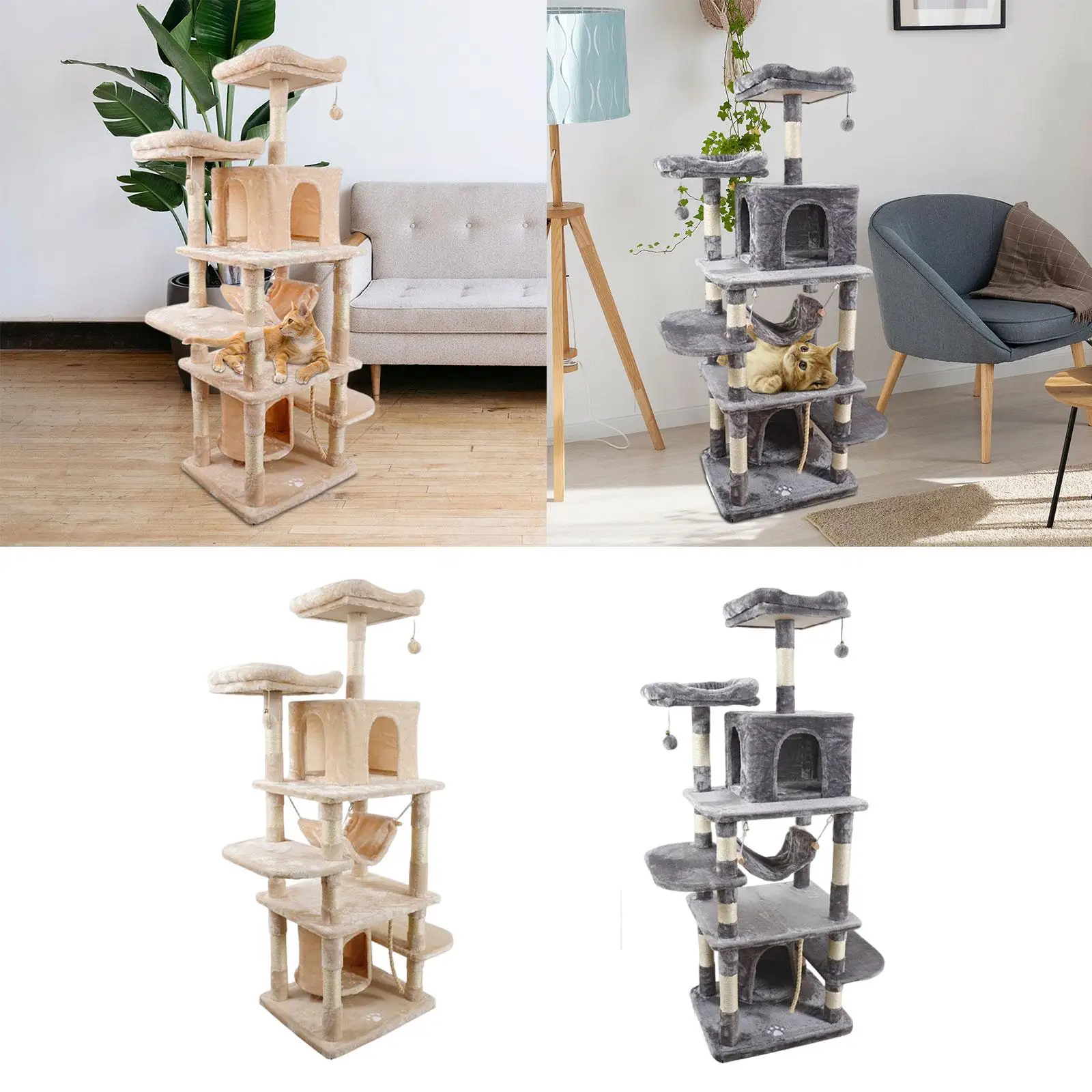 Multi Layer Scratching Post Climbing Frame Tower Interactive Toy Carpets Sofa Protector Platform Cat Tree for Grinding Claw
