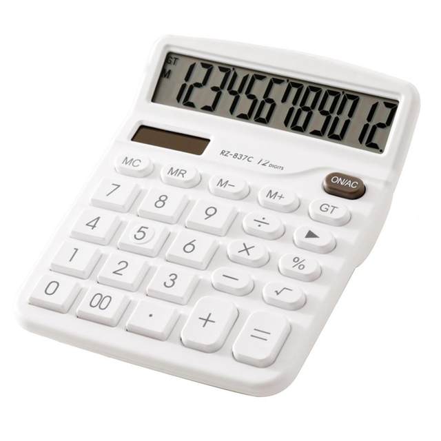 Desktop calculator battery/solar sensitive button anti-skid base