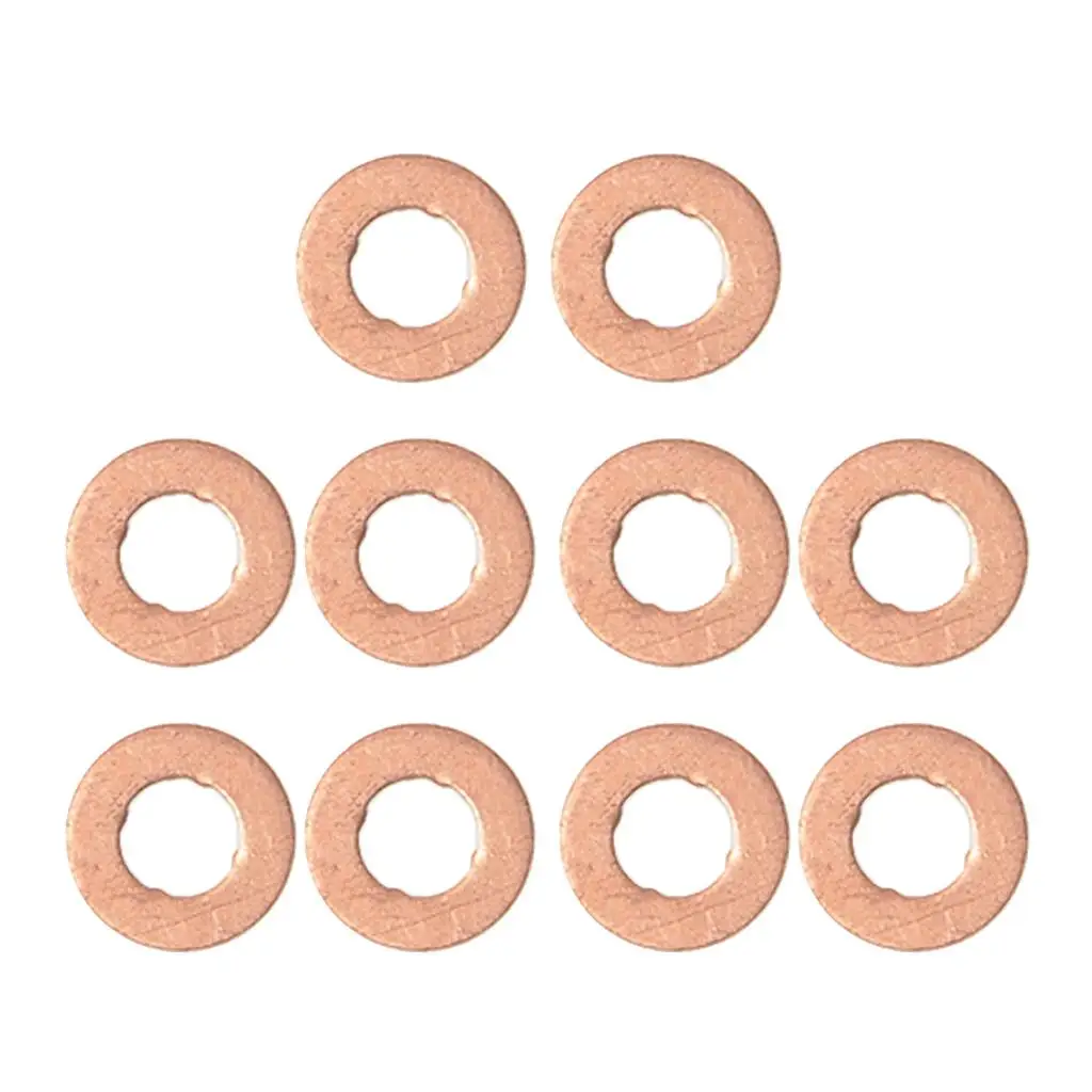 10pcs Fuel Injection Nozzle Holder Gasket Washers Replaces for Car Copper Fuel Injector Shim Washers