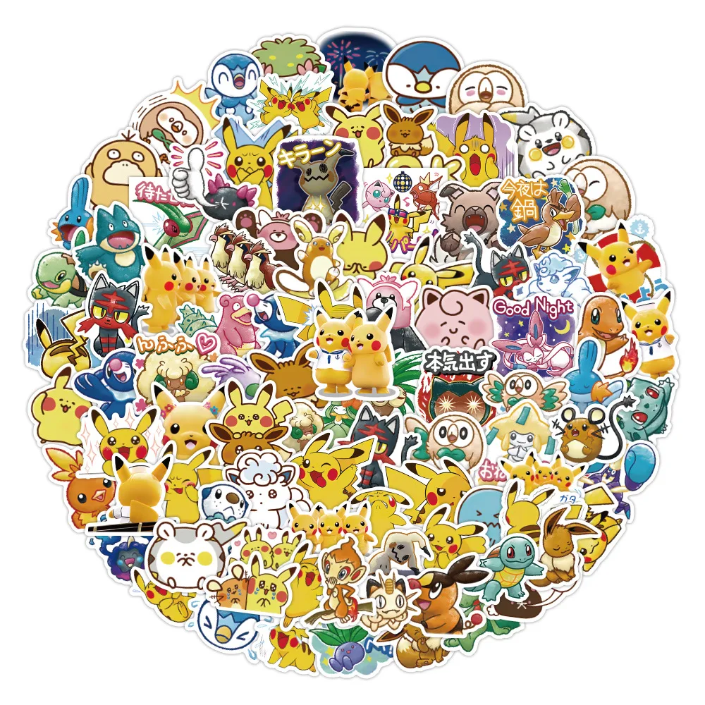 60pcs/Bag Pikachu Pokemon stickers Pack/Gift promotion note fun aesthetic/Anime 