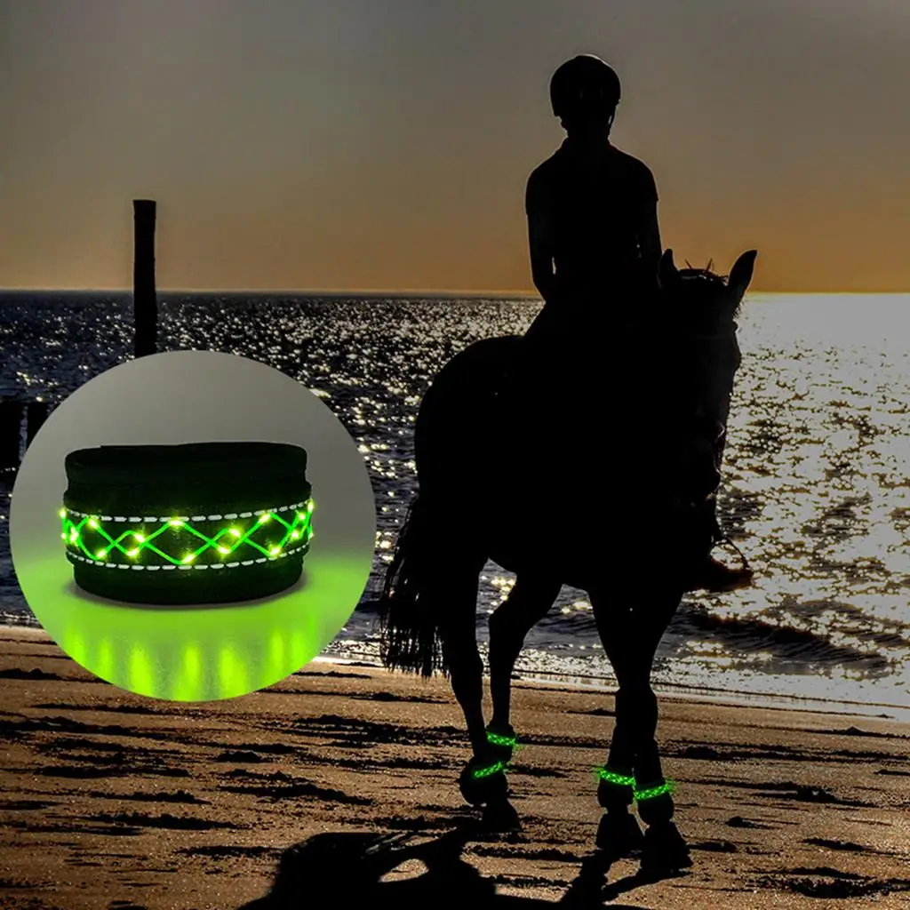 4x LED Lighting Horse Leg Strap Colorful Light Legging Wraps Safety Warning