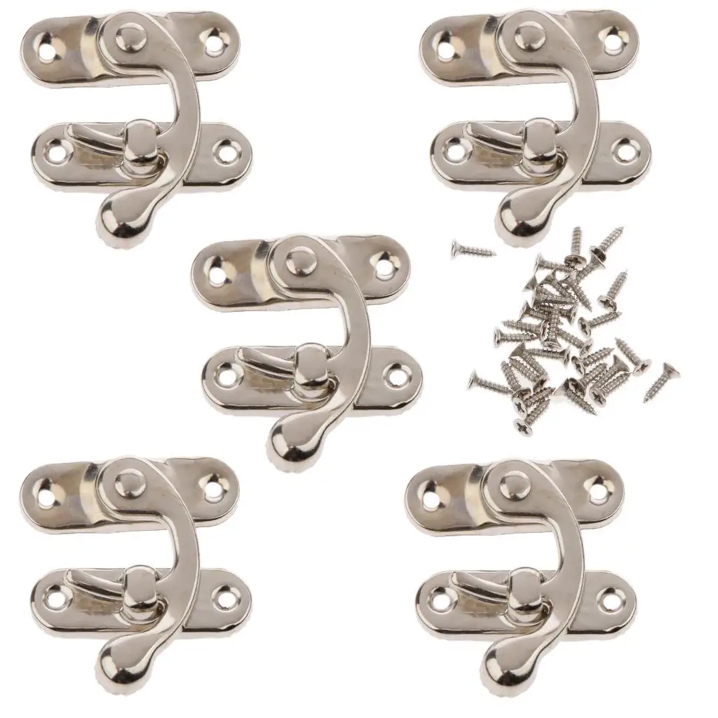 Set of 5 Zinc Alloy Horn Lock Clasp Hasp for Wooden Jewelry Box Case