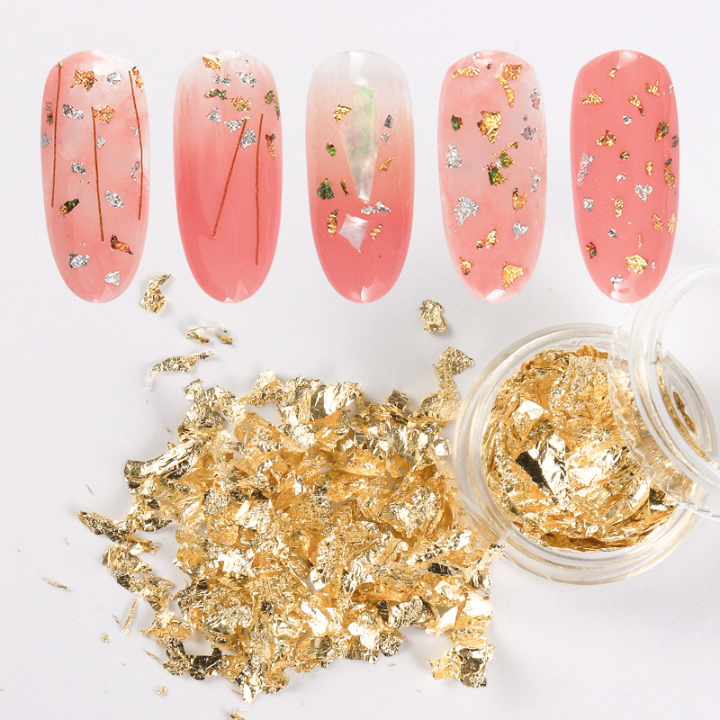 Description Picture 5 of itemGold Silver Colorful Nail Art Foil Paper Irregular Aluminum Nail Sticker Nail Art Accessories Glitter Gel Polish Nail Decoration