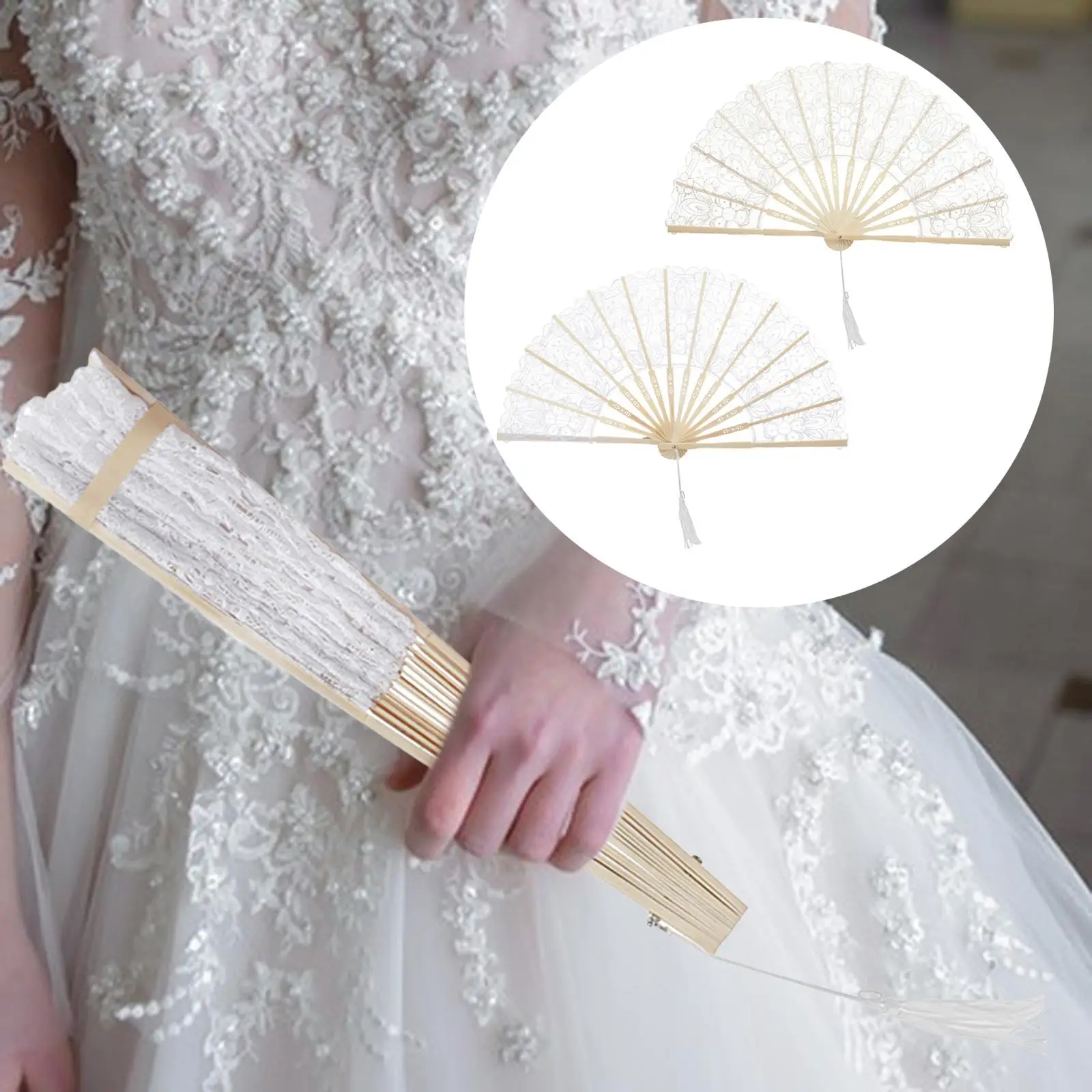 Handheld Lace Fan Wedding Bride Fan for Holiday Halloween Stage Wedding Holiday Gifts