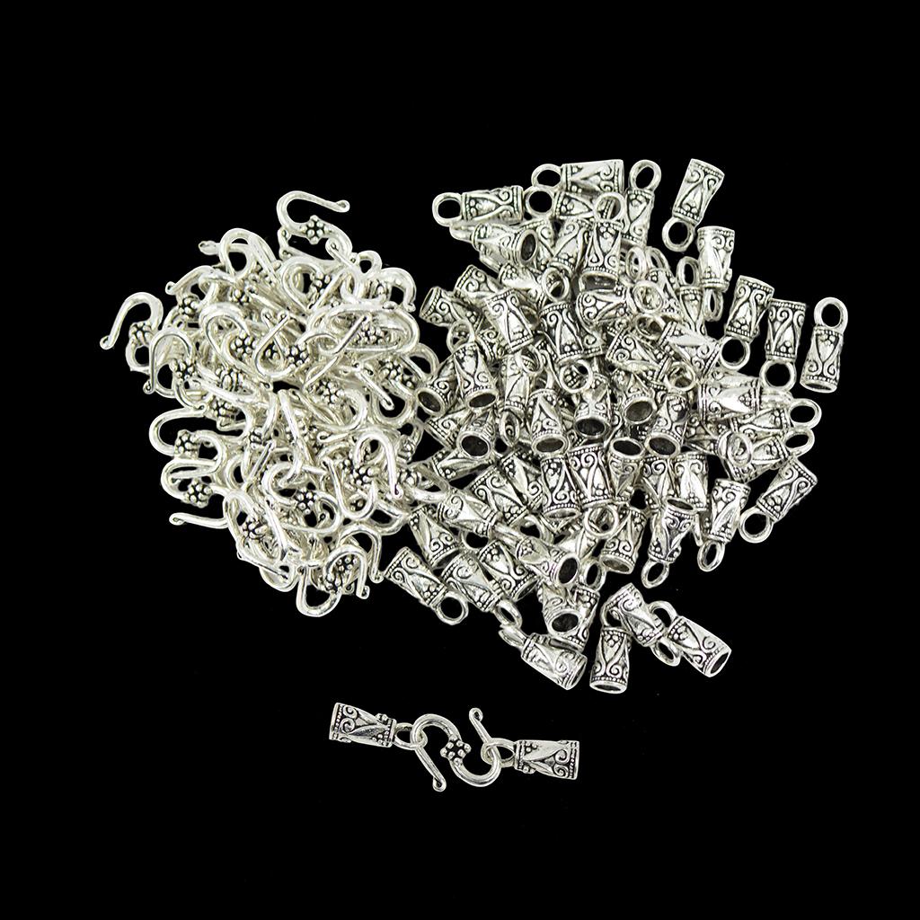 30 Sets Alloy Hook End s Leather Cord Hook  Jewelry Findings Antique