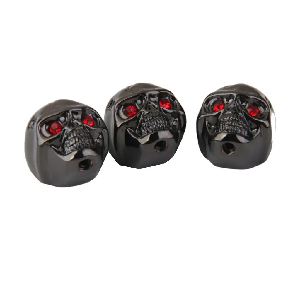 3 Black Skull head Metal Volume Knobs w. Allen wrench for Electric Guitar
